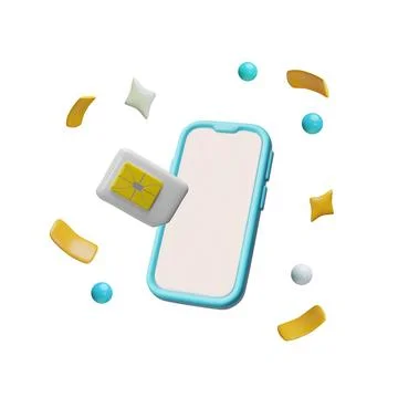 Smartphone with sim card 3D vector, wireless GSM telecommunicate equipment for Stock Illustration