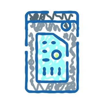 Smartphone with sim card connecting mobile communication network Stock Illustration