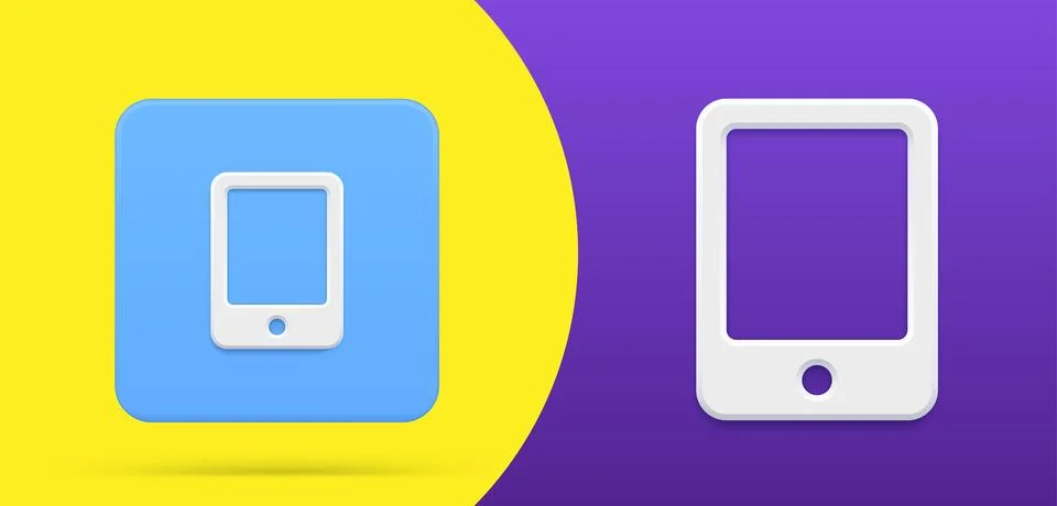 Smartphone simple button emblem set 3d icon vector illustration. Mobile pho.. Stock Illustration