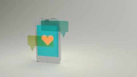 Smartphone with single message bubble and heart icon 스톡 사진