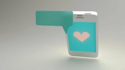 Smartphone with single message bubble and heart icon 스톡 사진