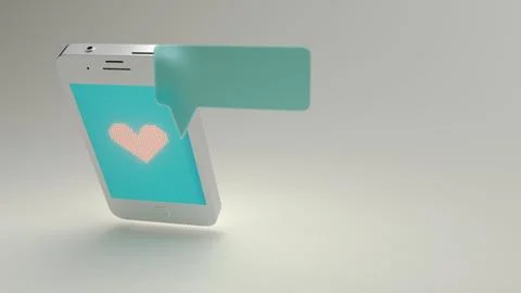 Smartphone with single message bubble and heart icon 스톡 사진