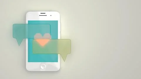 Smartphone with single message bubble and heart icon 스톡 사진