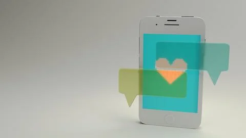 Smartphone with single message bubble and heart icon 스톡 사진