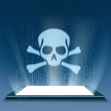 Smartphone with skull Illustrazione stock