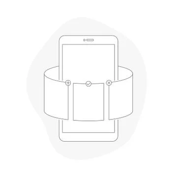 Smartphone with slider on the display. Flat linear vector illustration. イラスト素材