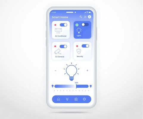 Smartphone smart home controlled app UX UI, IOT Internet of things technology Stock Illustration