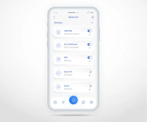 Smartphone smart home controlled app UX UI, IOT Internet of things technology Stock Illustration
