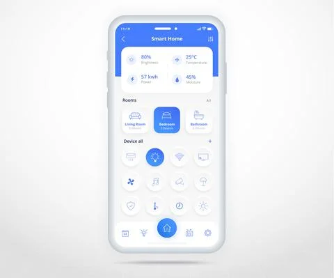 Smartphone smart home controlled app UX UI, IOT Internet of things technology イラスト素材