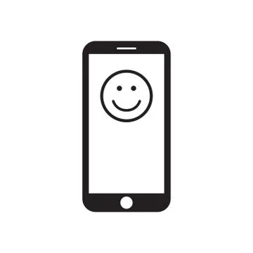 Smartphone with smile icon on the screen. Stock Illustration
