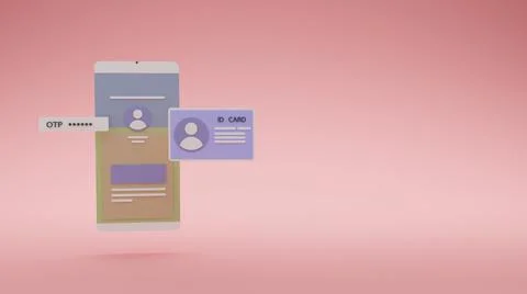 Smartphone with sms alert, concept of register online service, 3D rendering Stock Illustration