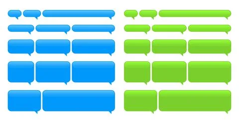 Smartphone SMS Chat Set. Blue and Green Bubbles. Vector 库存插图