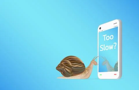 Smartphone with snail Stock Illustration