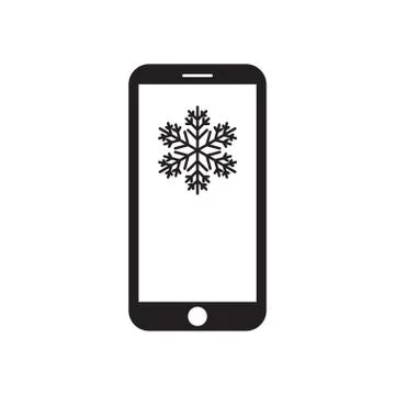 Smartphone with snowflake on the screen Stock Illustration
