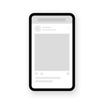 Smartphone with social network interface. Popular social network post mockup Illustrazione stock