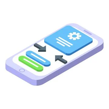 Smartphone software icon isometric vector. Ux phone 스톡 일러스트