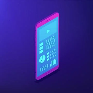 Smartphone software. Isometric vector 3d illustration. Stock Illustration