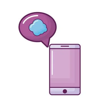 Smartphone with speech bubble and cloud 스톡 일러스트