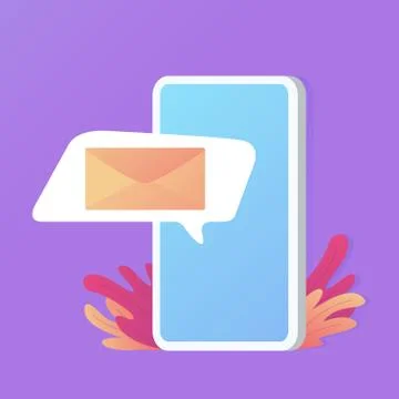 Smartphone speech bubble message. Receiving SMS. Email to phone. Stock Illustration