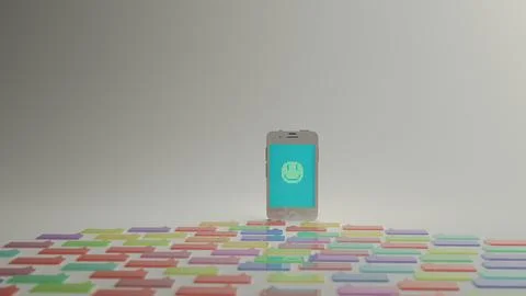 Smartphone with speech bubbles expanding from both sides Stock Photos