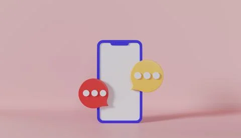 Smartphone with speech bubbles on pink background Stock Illustration