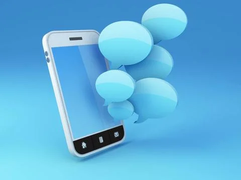 Smartphone with speech bubbles Smartphone with speech bubbles - 3D renderN... Stock Photos