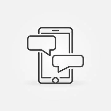 Smartphone with speech bubbles vector outline concept icon Stockillustratie