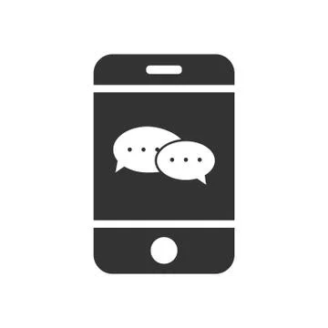 Smartphone with speech clouds. Simple design for the website and app logo Illustrazione stock