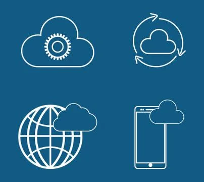 Smartphone sphere gear cloud computing. Vector graphic Stockillustratie