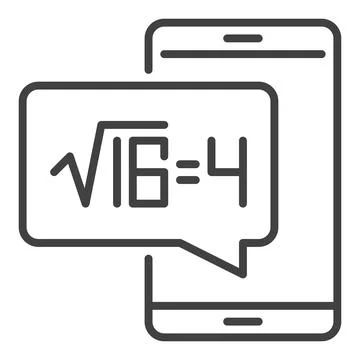 Smartphone with Square Root of 16 vector Math concept outline icon 스톡 일러스트