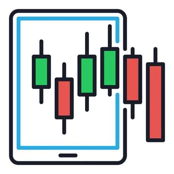 Smartphone Sscreen with Candlestick pattern chart vector colored icon or de.. Stock Illustration