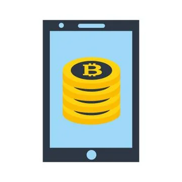 Smartphone stack bitcoins cryptocurrency fintech Stock Illustration