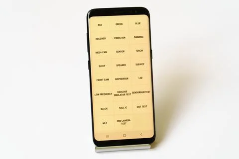 Smartphone stands on a stand vertically Stock Photos