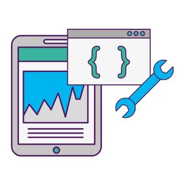 Smartphone statistics chart coding program  tool Stock-Illustration