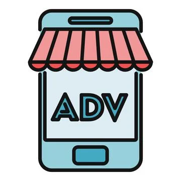 Smartphone store icon with adv text for advertising Illustrazione stock