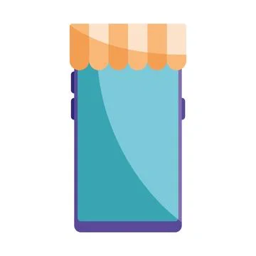 Smartphone with store parasol Stock Illustration