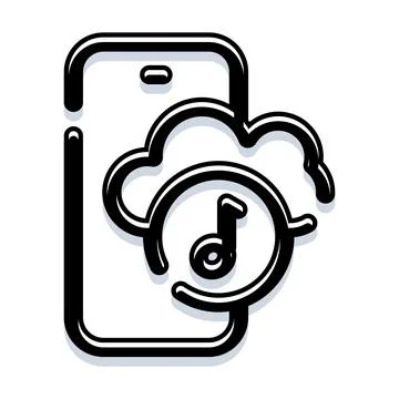 Smartphone streaming music from a cloud service 스톡 일러스트