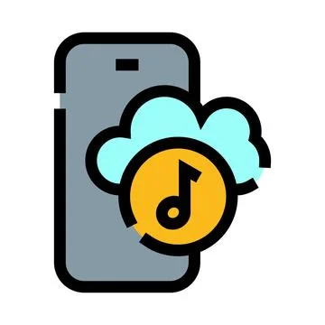 Smartphone streaming music from cloud storage service 스톡 일러스트