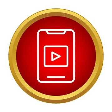 Smartphone streaming video player application icon on red Stock Illustration