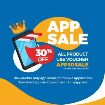 Smartphone with striped store awning for e-commerce app sale, voucher discoun Stock Illustration