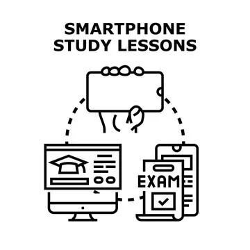 Smartphone study lessons online education concept Stock Illustration