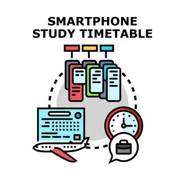 Smartphone study timetable planning scheduling applications concept Stock Illustration