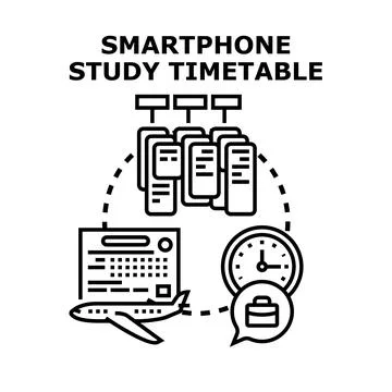 Smartphone study timetable planning scheduling applications concept Stock Illustration