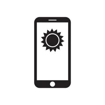 Smartphone with sun on the screen Illustrazione stock