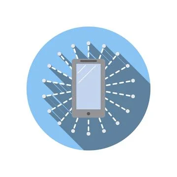 Smartphone surrounded by computer network icon Stock Illustration
