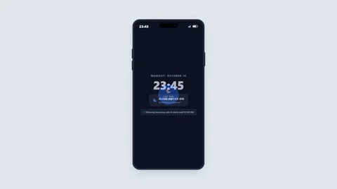 Smartphone switching to sleep focus mode to block notifications. 4K Stock Footage 345495391