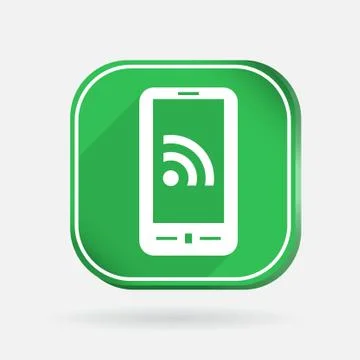 Smartphone with the symbol rss. color square icon Stock Illustration