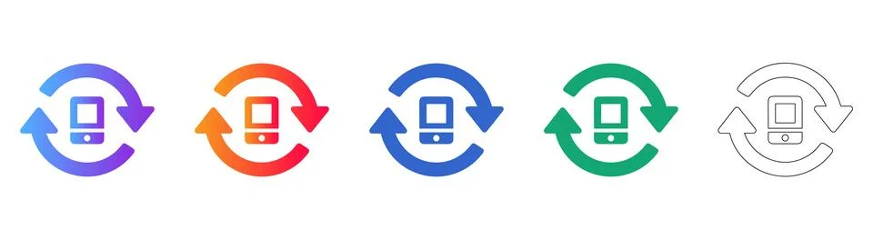 Smartphone Sync and Refresh Icon Set Illustrazione stock
