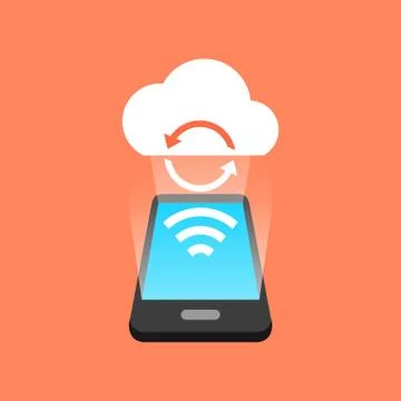 Smartphone synchronization concept. Isometric design. Vector illustration Stock Illustration
