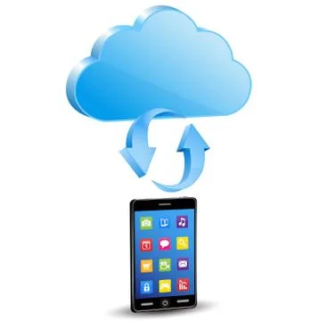 Smartphone Synchronize with Cloud Computing Stock Illustration